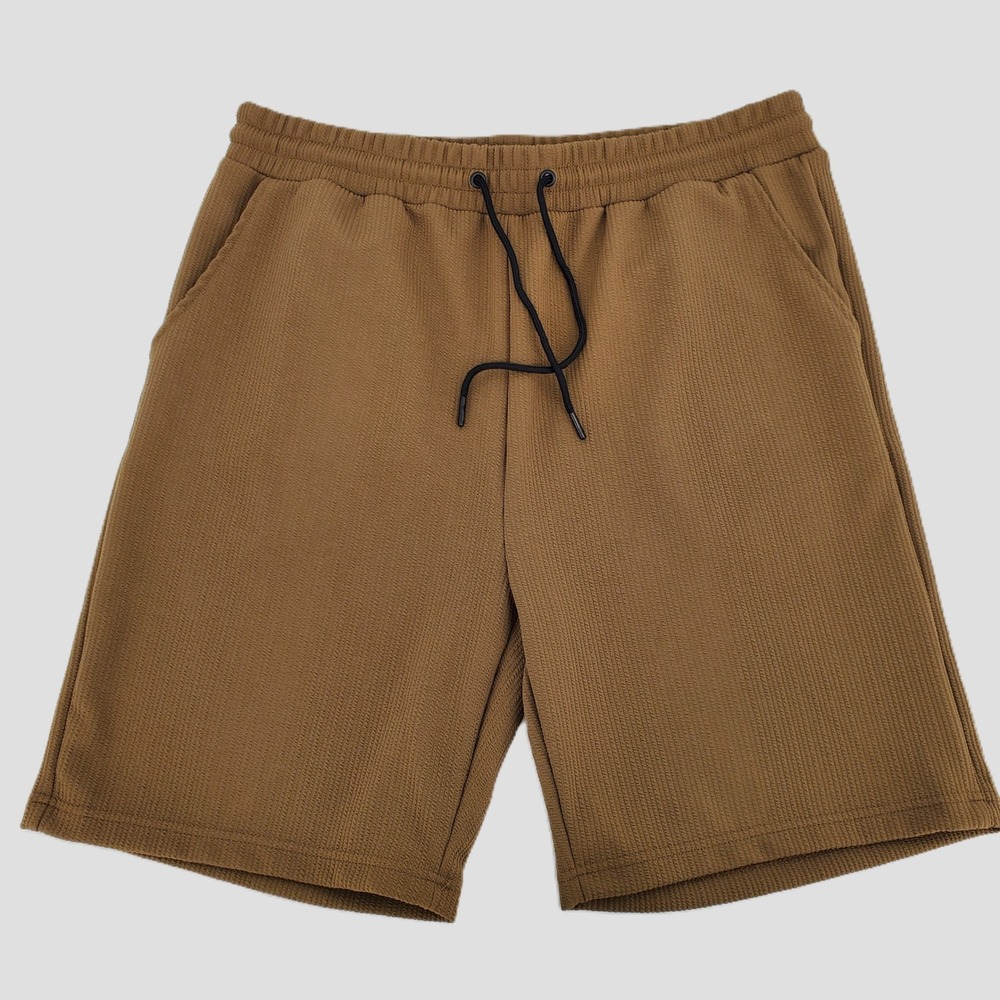 American Stitch Textured Athletic Shorts Drawstring Elastic‎ Waist Tan Mens XL